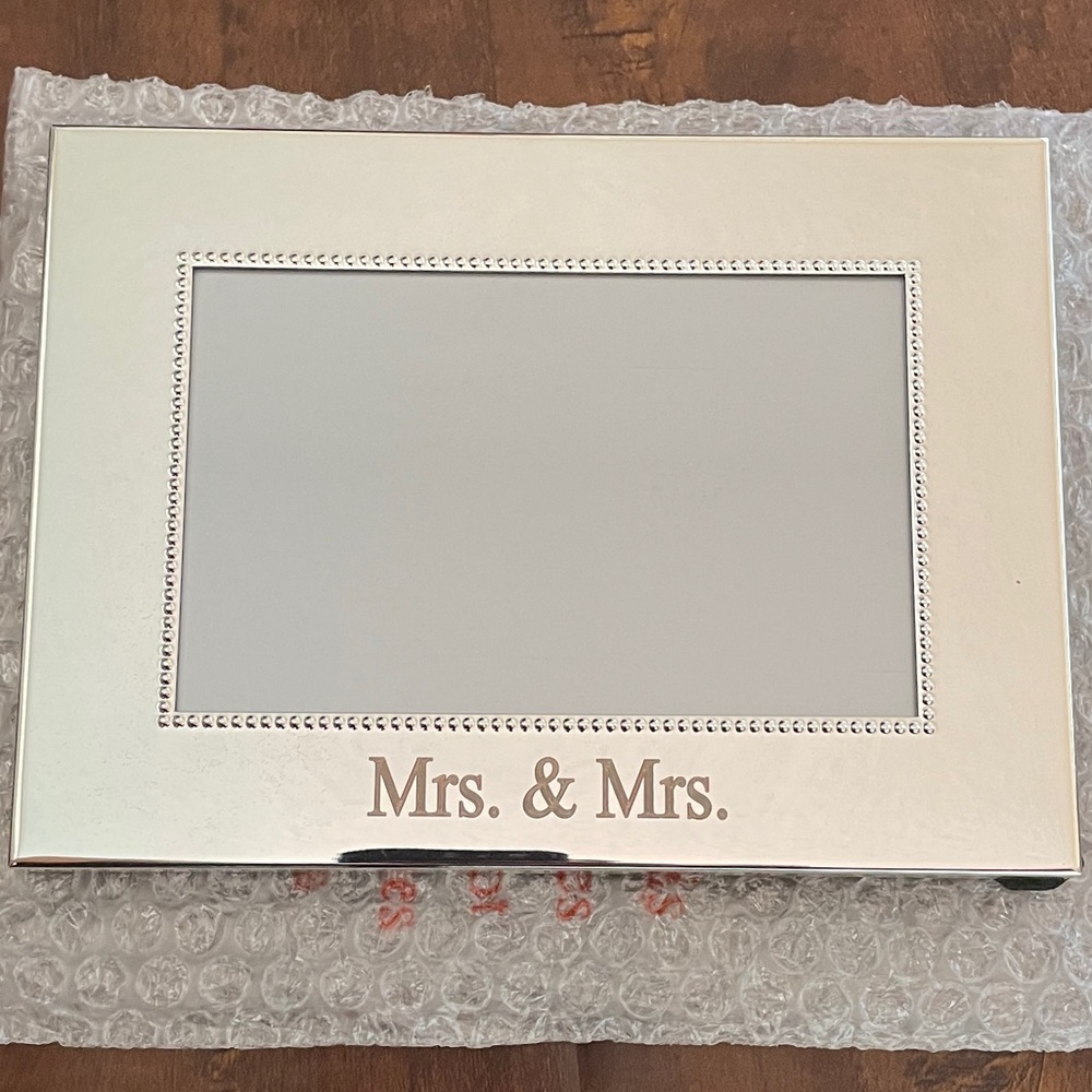 Mrs. & Mrs. Beaded Silver Frame - Picture 2 of 3